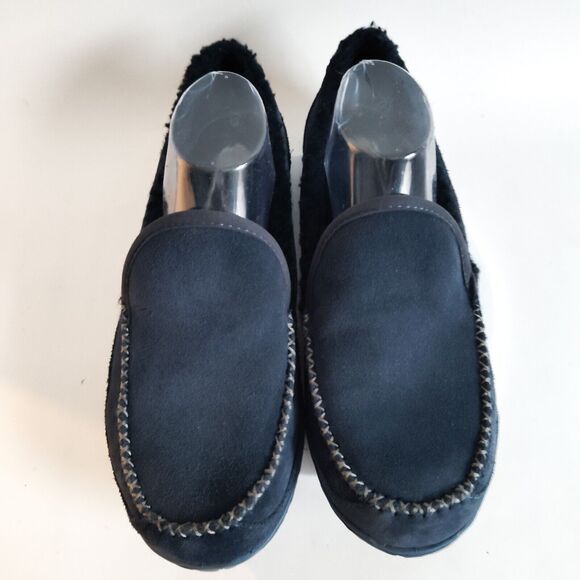 L.L. Bean ID301052 Blue Suede Mountain Slipper Fleece Lined Slip On Mens 10 M - Picture 4 of 10